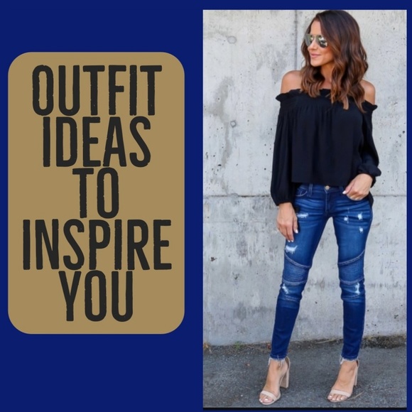 YFB Off Shoulder Black Long Sleeve Chiffon Blouse - Picture 6 of 8